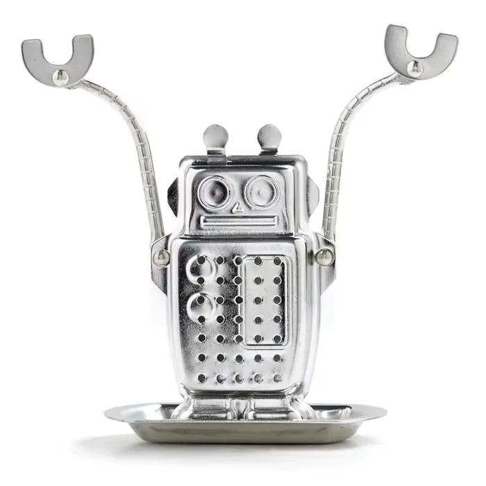 Infuseur à thé Robot passoire à thé en acier inoxydable avec chaîne et plateau d'égouttage