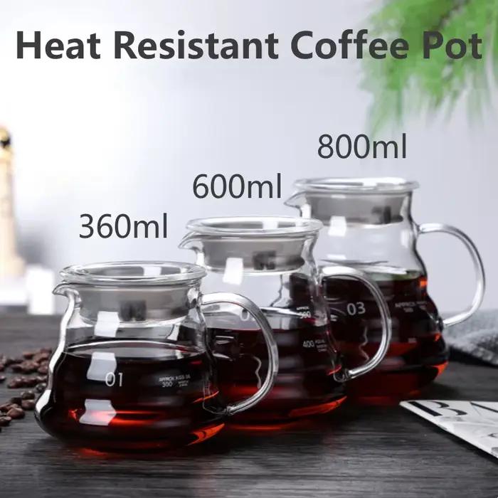 Cafetiere a degres de chaleur bouilloire en verre transparent pot de partage avec legumes pour cafe accessoires pour machine a expresso 600ml verre a haute resistance borosilicate