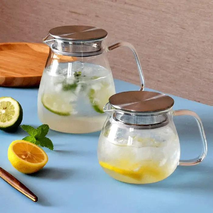 Théière en verre épais avec filtre en acier inoxydable pour thé vert et café, résistante à la chaleur, pour usage domestique et bureau, idéale comme cadeau de déménagement