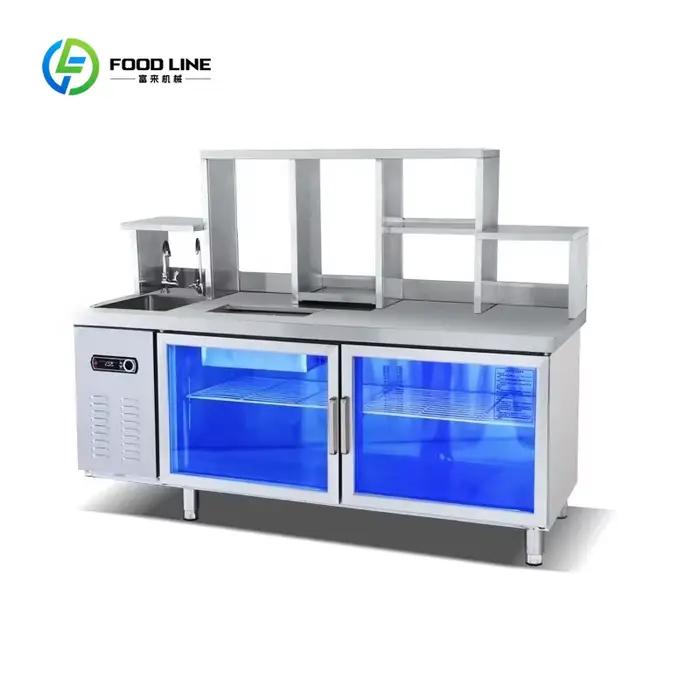 Comptoir de bar à thé aux perles commercial personnalisé avec machine à thé au lait intégrée