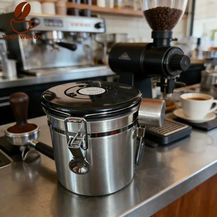 Le récipient à café conserve la fraîcheur avec cuillère et couvercle de suivi de date avec Valve de Co2