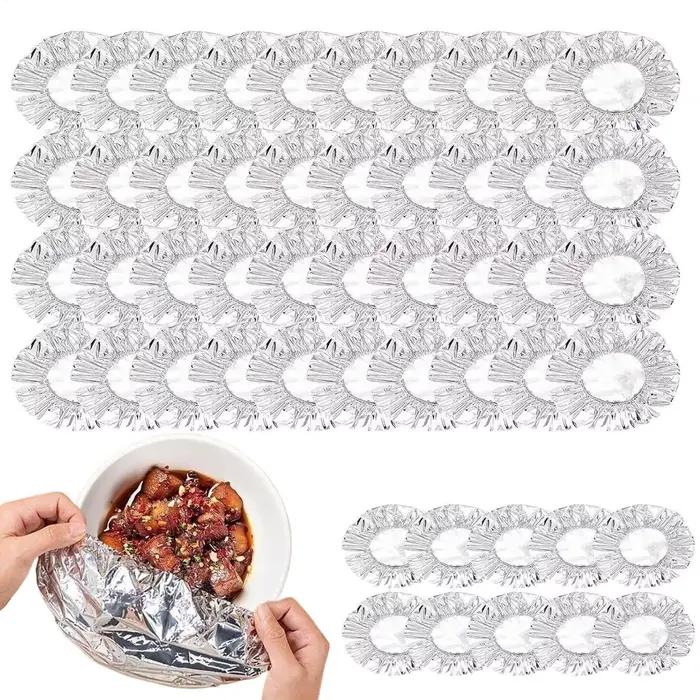 Film en aluminium alimentaire réutilisable avec couvercles de conservation pour femmes et hommes, idéal pour la conservation des restes, le transport des repas et les pique-niques