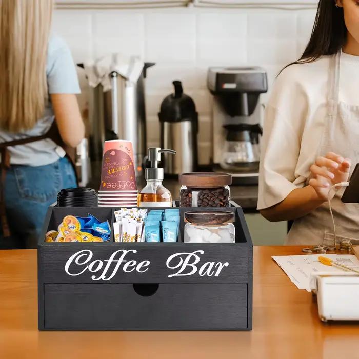 Boîte de rangement en bois pour sachets de café