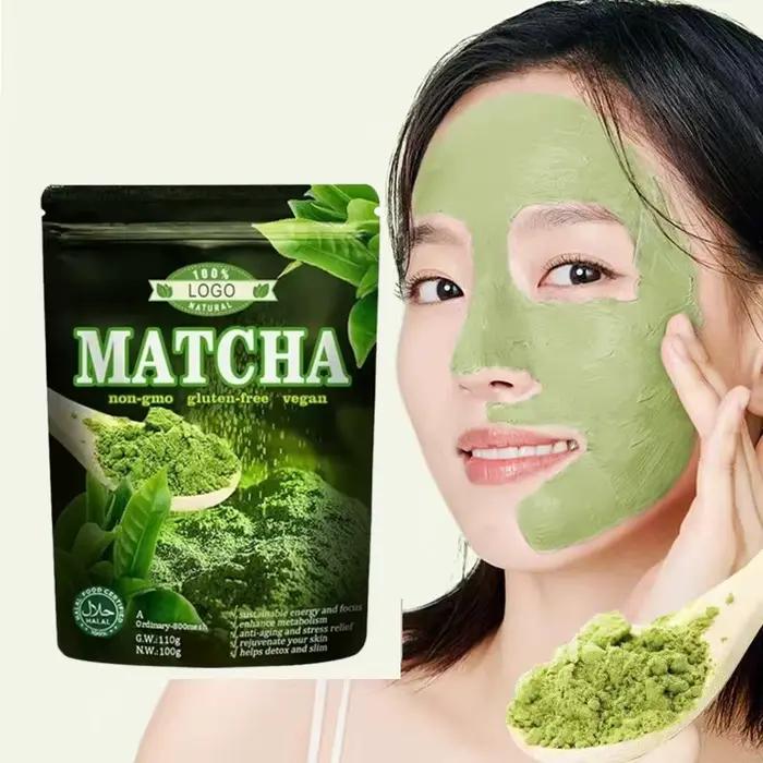 Poudre de matcha bio personnalisée en boîte 100g style chinois traditionnel pour usage culinaire et détente