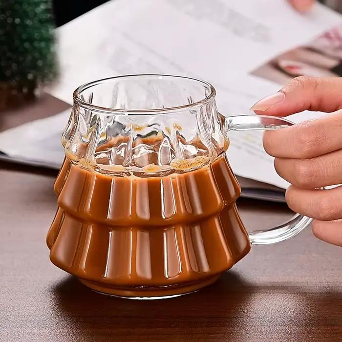 Tasse à café en verre Arbre de Noël avec paille et couvercle