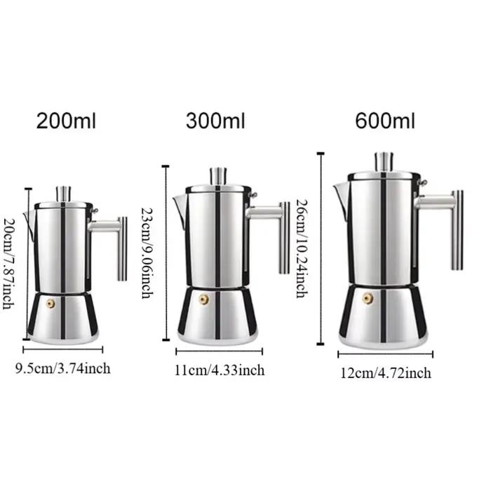 Cafetière italienne en acier inoxydable 200/300/600 ML
