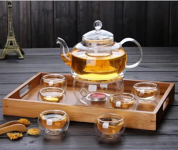 Service à thé en verre borosilicate de haute qualité avec infuseur