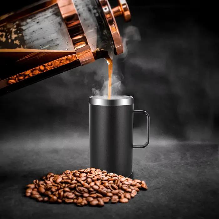 Tasse à café isolée en acier inoxydable avec couvercle pour boissons chaudes et froides, idéale pour le bureau, les randonnées et les événements