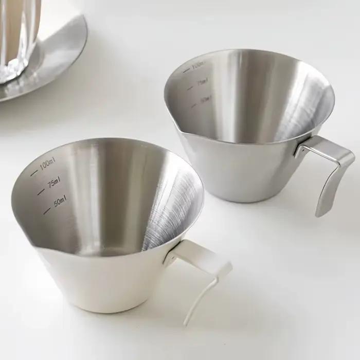 Tasse à expresso italienne en acier inoxydable avec échelle pour café et lait occasions spéciales chez soi