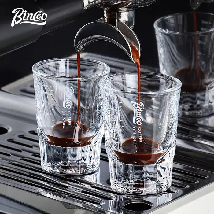 Tasse à café Bincoo en verre résistant à la chaleur avec échelle de mesure pour préparation d'espresso et de lait occasions quotidiennes et spéciales