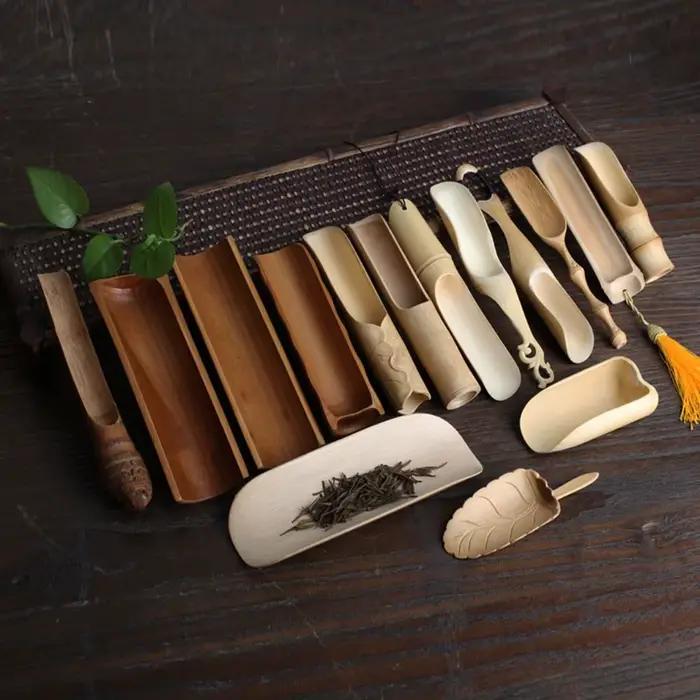 Accessoires à thé de haute qualité Kongfu chinois en bois de bambou Style rétro cuillère à thé naturelle