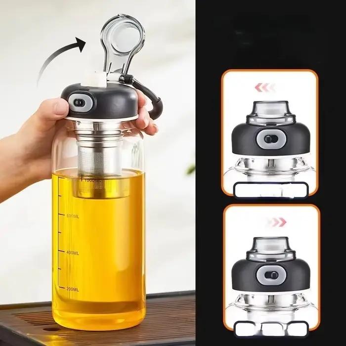 Bouteilles d'eau en verre de grande capacité avec passoire à thé