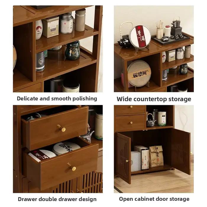 Armoire à thé moderne minimaliste en bois de bambou pour enfants adultes et personnes âgées occasions spéciales à la maison