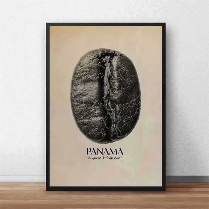 Affiches rétro mettant en scène des grains de café colombiens et panaméens