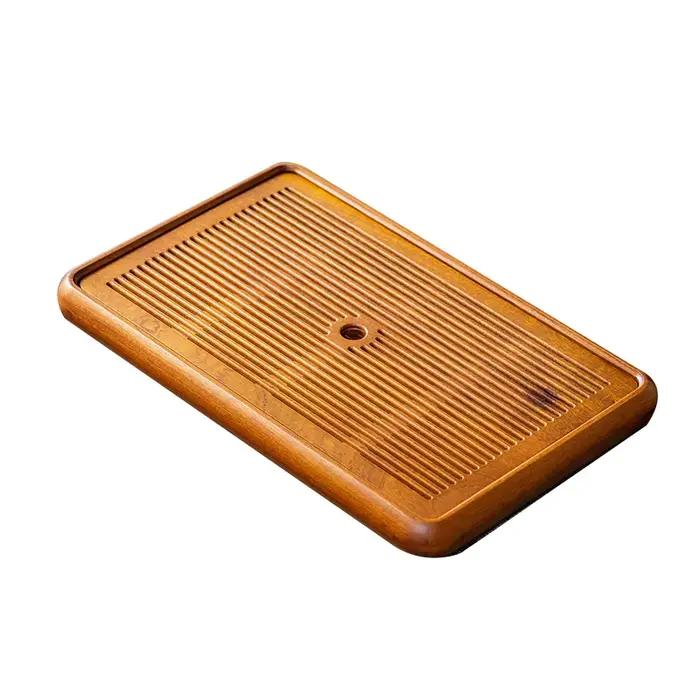 Plateau à thé rectangulaire élégant en bambou