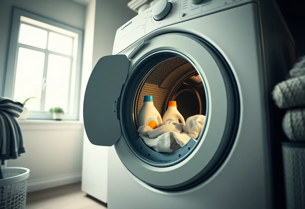 Machine à laver ouverte dans un espace de lavage